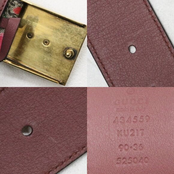 GG Plus Monogram Blooms Plaque Beige Multicolor Dry Rose Belt Size 90/36 - Picture 15 of 15